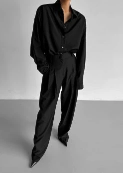 The Frankie Shop Gelso Pleated Trousers - Black CLOTHING