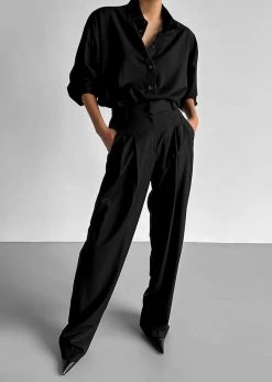 The Frankie Shop Gelso Pleated Trousers - Black CLOTHING