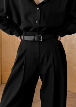 The Frankie Shop Gelso Pleated Trousers - Black CLOTHING