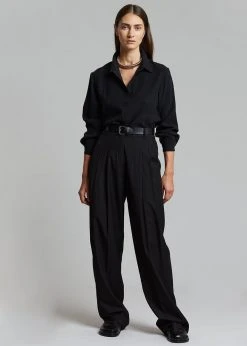 The Frankie Shop Gelso Pleated Trousers - Black CLOTHING