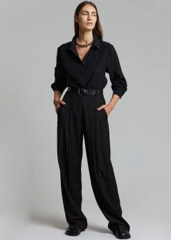 The Frankie Shop Gelso Pleated Trousers - Black CLOTHING