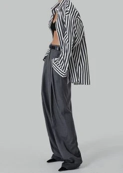 The Frankie Shop CLOTHING Gelso Pleated Trousers - Dark Grey Melange