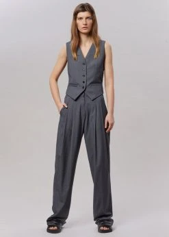 The Frankie Shop CLOTHING Gelso Pleated Trousers - Dark Grey Melange