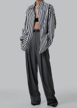 The Frankie Shop CLOTHING Gelso Pleated Trousers - Dark Grey Melange