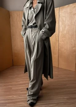 The Frankie Shop CLOTHING Gelso Pleated Trousers - Light Taupe Melange