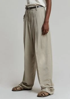 The Frankie Shop CLOTHING Gelso Pleated Trousers - Light Taupe Melange