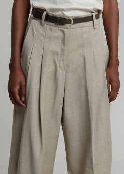 The Frankie Shop CLOTHING Gelso Pleated Trousers - Light Taupe Melange