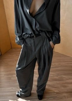 The Frankie Shop Gelso Shirt - Dark Grey Melange CLOTHING