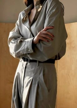 The Frankie Shop Gelso Shirt - Light Taupe Melange