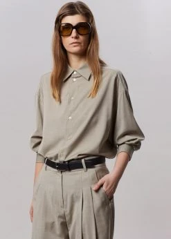 The Frankie Shop Gelso Shirt - Light Taupe Melange