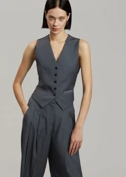 The Frankie Shop CLOTHING Gelso Waistcoat - Dark Grey Melange 26 The Frankie Shop CLOTHING Gelso Waistcoat - Dark Grey Melange