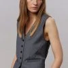 The Frankie Shop CLOTHING Gelso Waistcoat - Dark Grey Melange