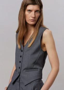 The Frankie Shop CLOTHING Gelso Waistcoat - Dark Grey Melange