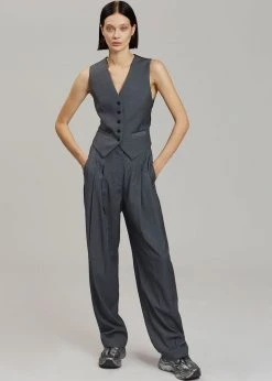 The Frankie Shop CLOTHING Gelso Waistcoat - Dark Grey Melange 25 The Frankie Shop CLOTHING Gelso Waistcoat - Dark Grey Melange