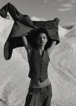 The Frankie Shop CLOTHING Gelso Waistcoat - Dark Grey Melange 29 The Frankie Shop CLOTHING Gelso Waistcoat - Dark Grey Melange