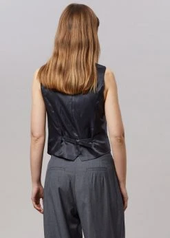 The Frankie Shop CLOTHING Gelso Waistcoat - Dark Grey Melange 32 The Frankie Shop CLOTHING Gelso Waistcoat - Dark Grey Melange