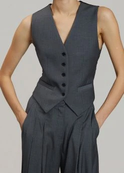 The Frankie Shop CLOTHING Gelso Waistcoat - Dark Grey Melange