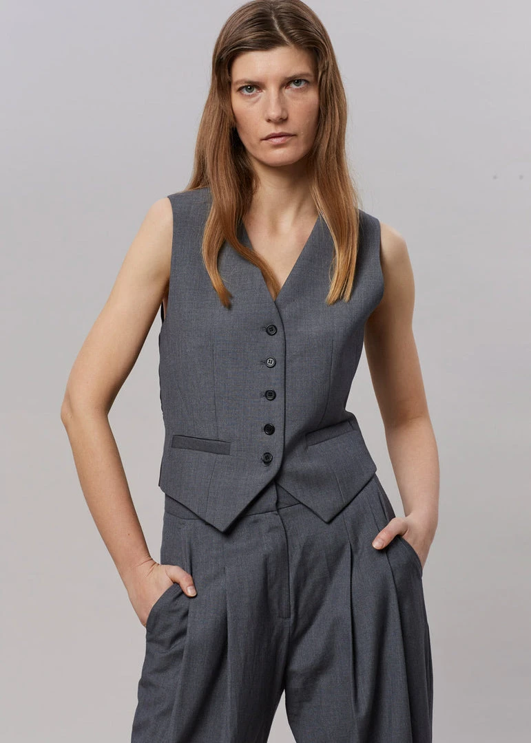 The Frankie Shop CLOTHING Gelso Waistcoat - Dark Grey Melange 8 The Frankie Shop CLOTHING Gelso Waistcoat - Dark Grey Melange