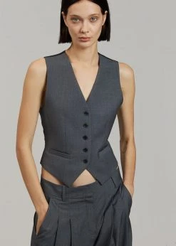The Frankie Shop CLOTHING Gelso Waistcoat - Dark Grey Melange 20 The Frankie Shop CLOTHING Gelso Waistcoat - Dark Grey Melange