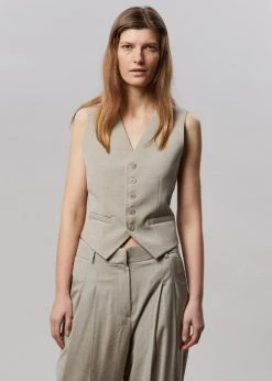 The Frankie Shop Gelso Waistcoat - Light Taupe Melange CLOTHING
