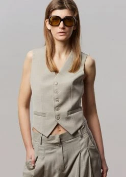 The Frankie Shop Gelso Waistcoat - Light Taupe Melange CLOTHING