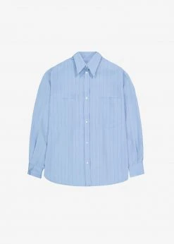 The Frankie Shop CLOTHING Georgia Fluid Stripe Shirt - Powder Blue 19 The Frankie Shop CLOTHING Georgia Fluid Stripe Shirt - Powder Blue