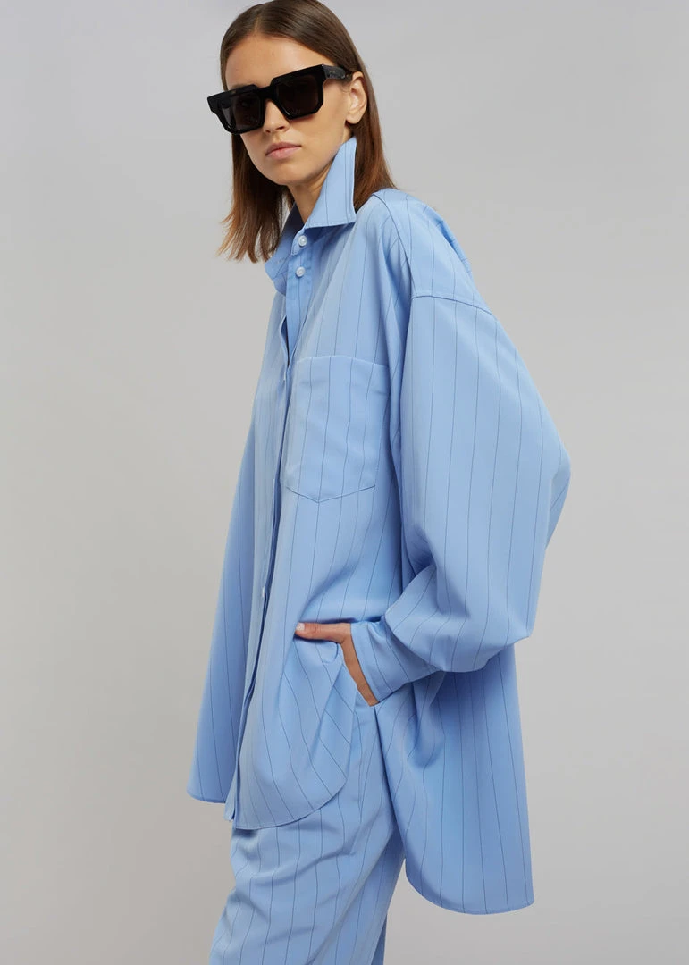 The Frankie Shop CLOTHING Georgia Fluid Stripe Shirt - Powder Blue 7 The Frankie Shop CLOTHING Georgia Fluid Stripe Shirt - Powder Blue