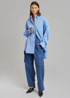 The Frankie Shop Georgia Pinstripe Shirt - Light Blue