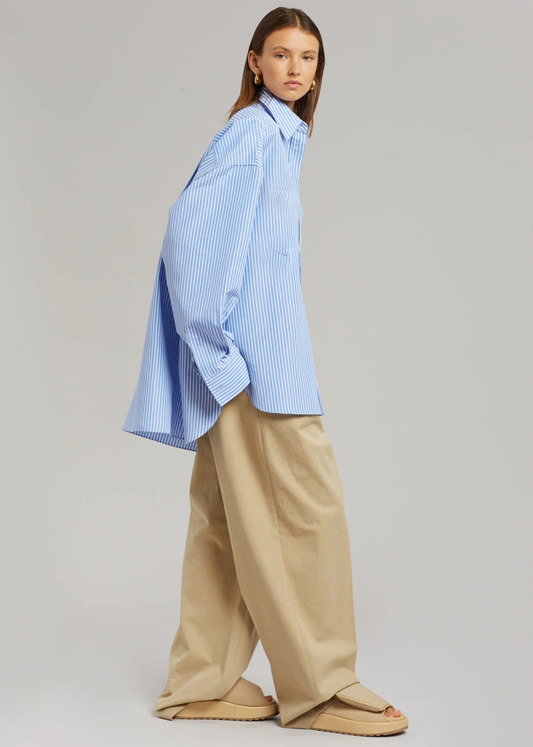 The Frankie Shop CLOTHING Georgia Stripe Shirt - White/Light Blue 4 The Frankie Shop CLOTHING Georgia Stripe Shirt - White/Light Blue