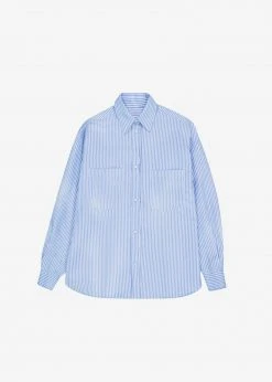 The Frankie Shop CLOTHING Georgia Stripe Shirt - White/Light Blue 15 The Frankie Shop CLOTHING Georgia Stripe Shirt - White/Light Blue