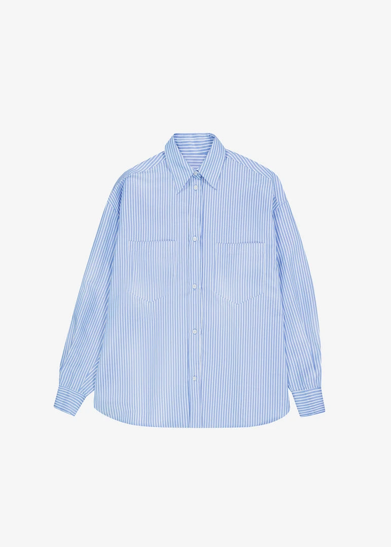 The Frankie Shop CLOTHING Georgia Stripe Shirt - White/Light Blue 8 The Frankie Shop CLOTHING Georgia Stripe Shirt - White/Light Blue