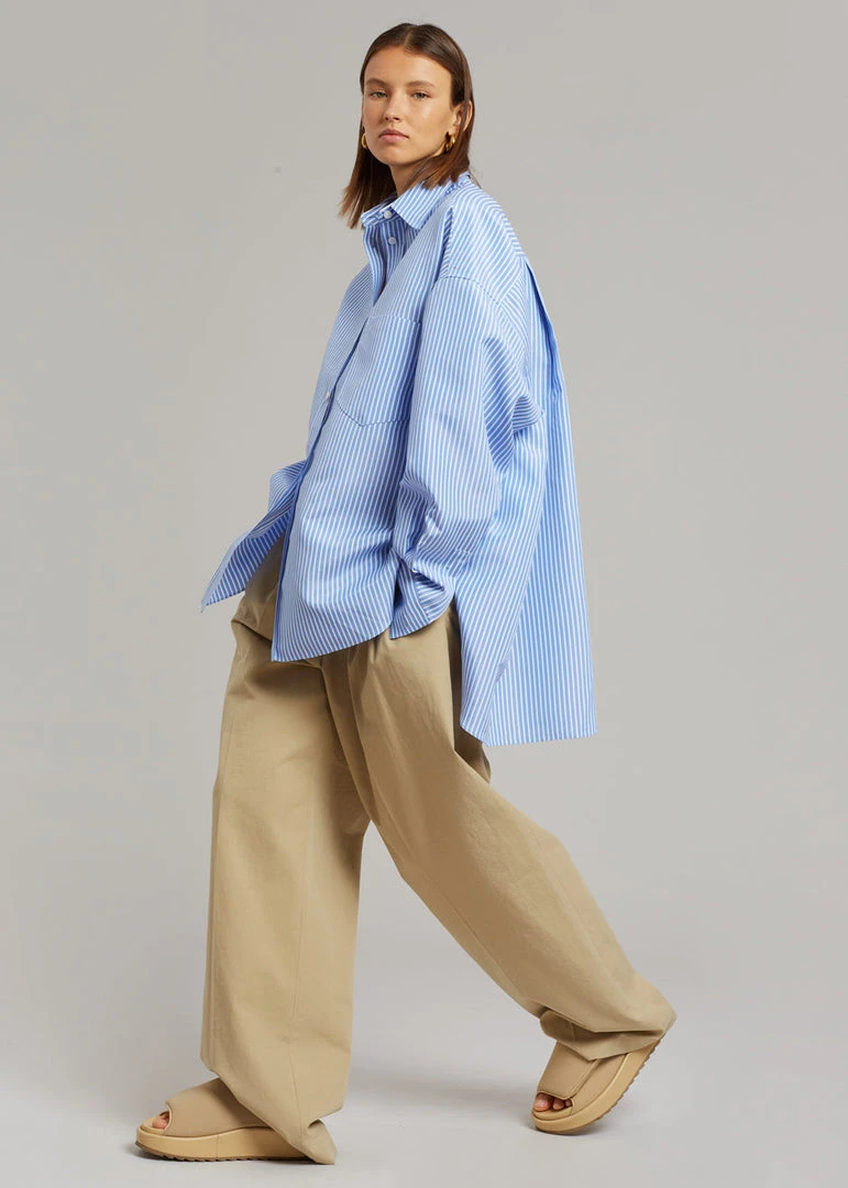 The Frankie Shop CLOTHING Georgia Stripe Shirt - White/Light Blue 2 The Frankie Shop CLOTHING Georgia Stripe Shirt - White/Light Blue