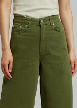 Gestuz Elma Twill Wide Pants - Chive CLOTHING