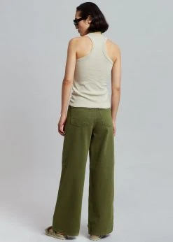 Gestuz Elma Twill Wide Pants - Chive CLOTHING