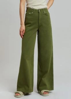 Gestuz Elma Twill Wide Pants - Chive CLOTHING