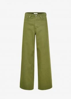 Gestuz Elma Twill Wide Pants - Chive CLOTHING