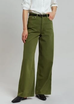 Gestuz Elma Twill Wide Pants - Chive CLOTHING