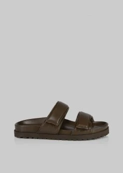 Gia X Pernille Teisbaek SHOES GIA X Pernille Leather Slide Sandals - Brown