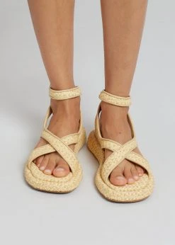 GIA X RHW Rosie Ankle Strap Sandal - Natural Raffia SHOES