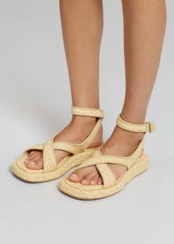GIA X RHW Rosie Ankle Strap Sandal - Natural Raffia SHOES