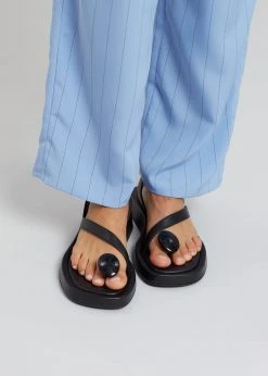 GIA X RHW Rosie Flat Wrap Sandal - Black