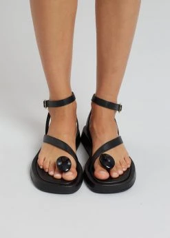 GIA X RHW Rosie Flat Wrap Sandal - Black