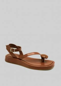 GIA X RHW Rosie Flat Wrap Sandal - Brown SHOES