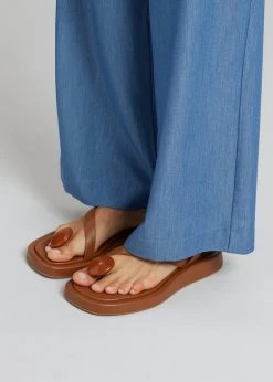 GIA X RHW Rosie Flat Wrap Sandal - Brown SHOES