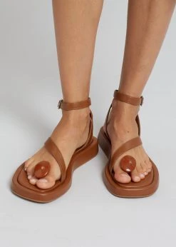 GIA X RHW Rosie Flat Wrap Sandal - Brown SHOES
