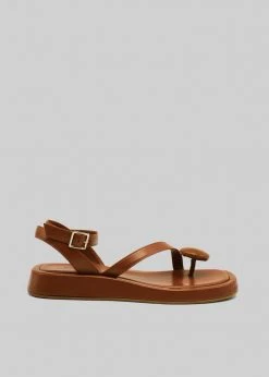 GIA X RHW Rosie Flat Wrap Sandal - Brown SHOES