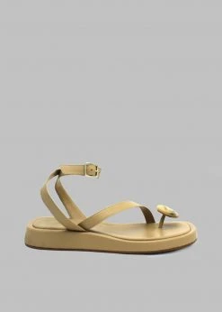 GIA X RHW Rosie Flat Wrap Sandal - Taupe SHOES