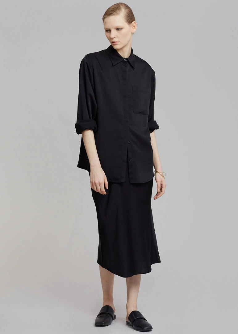 The Frankie Shop Gio Silky Midi Skirt - Black 5 The Frankie Shop Gio Silky Midi Skirt - Black