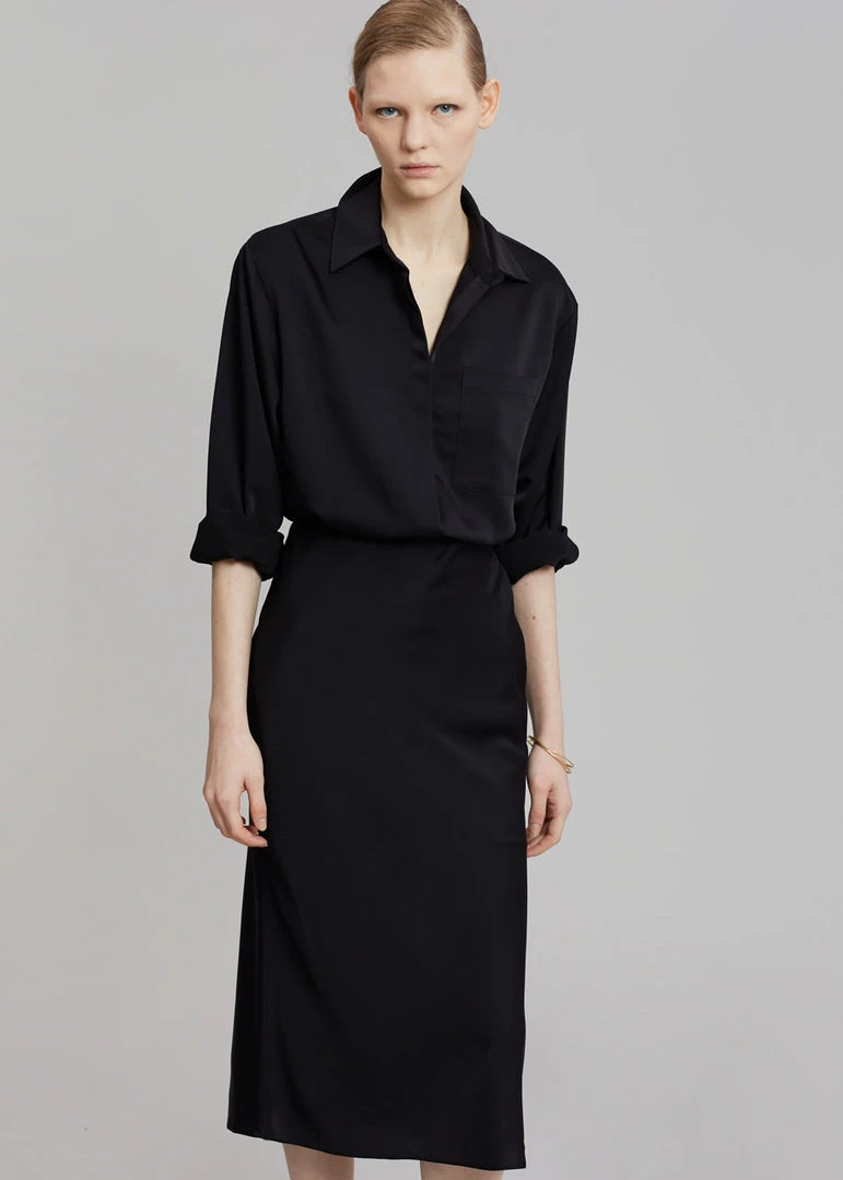 The Frankie Shop Gio Silky Midi Skirt - Black 4 The Frankie Shop Gio Silky Midi Skirt - Black