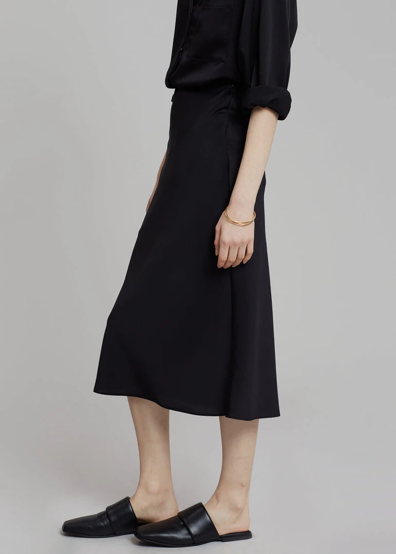 The Frankie Shop Gio Silky Midi Skirt - Black 2 The Frankie Shop Gio Silky Midi Skirt - Black